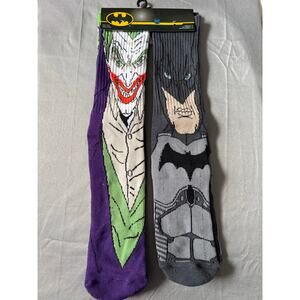 Batman & Joker 2 Pair DC Comics 6-12 Men’s Crew Socks New Tags AR126